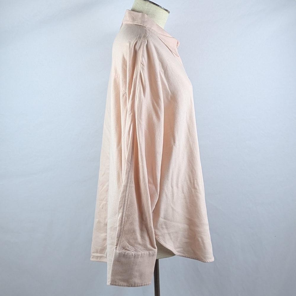 Madewell Heathered Flannel Shirt Button Down Long Dolman Sleeves XL Pink NWT - Picture 5 of 15